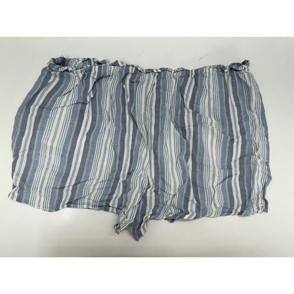 SO Juniors Shorts Size XL Blue Striped High Rise Soft Shortie Elastic Waist - Picture 10 of 11